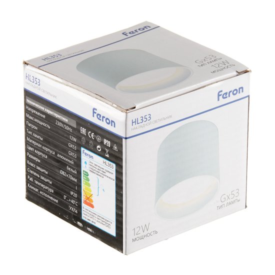 Светильник потолочный Feron HL353 GX53 12 Вт 6 кв.м белый IP20 (41281)