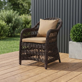 Кресло садовое Chanel 2 60x60x83 см искусственный ротанг цвет темно-коричневый