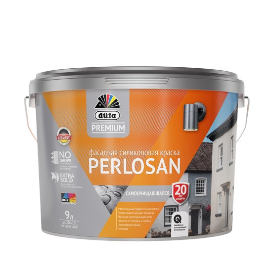 Dufa Краска фасадная силиконовая dufa PREMIUM Perlosan белая (база 1) 9 л