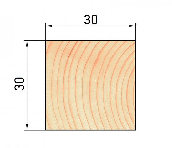 Брусок строганый 30x30x2000 мм хвоя сорт Оптима ФГИС ЛК