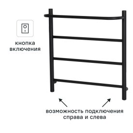 Полотенцесушитель электрический Equation 500x500 мм 50 Вт лесенка цвет черный