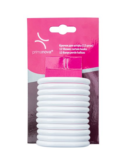 Кольца для шторы в ванную Primanova цвет белый 12 шт.