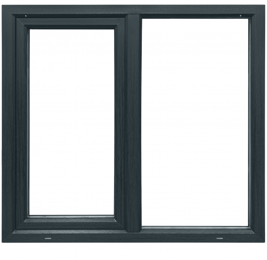 Пластиковое окно ПВХ VEKA двустворчатое 120x120 мм (ВxШ) однокамерный стеклопакет цвет белый/серый антрацит