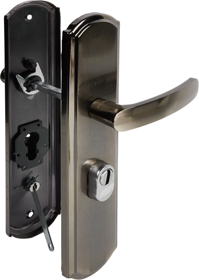 Ручка дверная межкомнатная на планке 200x68 мм правая, матовый хром/черный никель