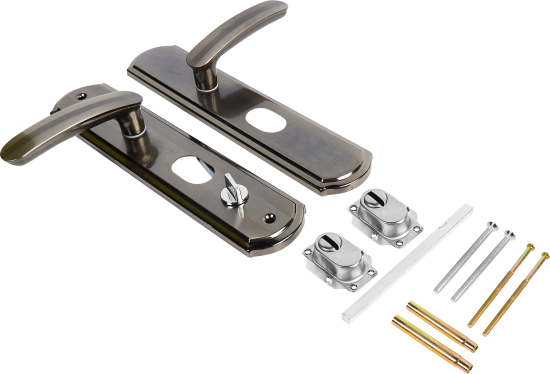 Ручка дверная межкомнатная на планке 200x68 мм правая, матовый хром/черный никель