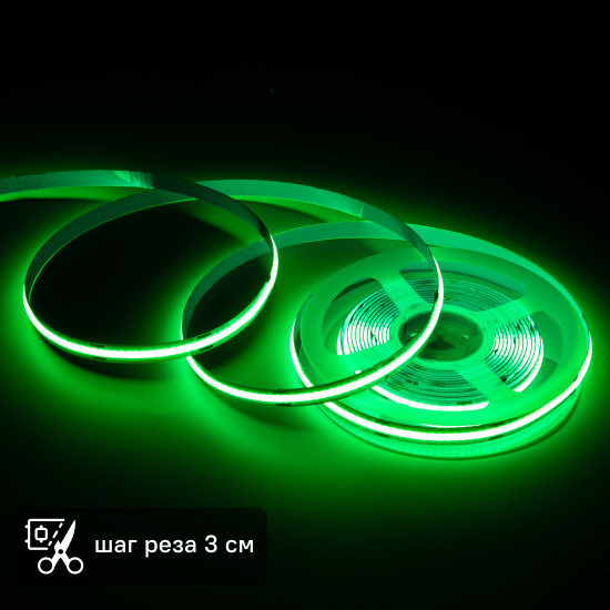 Светодиодная лента Apeyron LED COB 24В 10 мм 5м 14 Вт/м 512диод/м зеленый свет