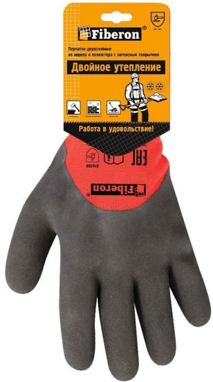 Перчатки латексные Fiberon PR-WNT583 размер 9/L, двойное утепление