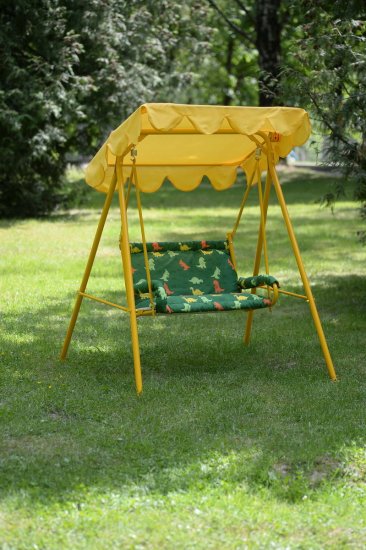 Качели детские Чебурашка металл желтый/зеленый