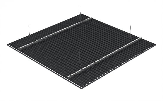 Комплект кубообразного реечного подвесного потолка для входных групп санузлов и лоджий 1.7x1.7м AR C 30/27 графит