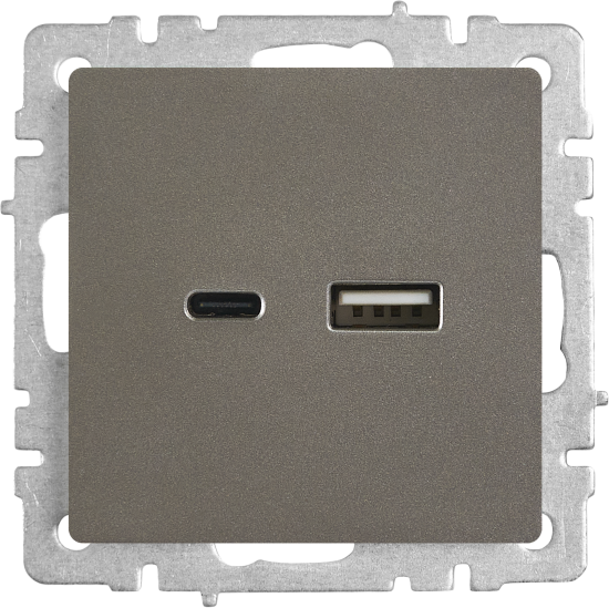 Розетка USB встраиваемая IEK Brite РЮ11-1-БрС цвет сталь