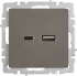 Розетка USB встраиваемая IEK Brite РЮ11-1-БрС цвет сталь