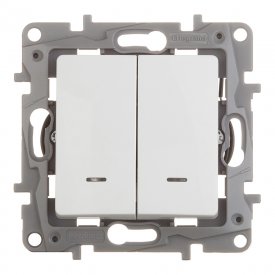 Выключатель Legrand Etika двухклавишный встраиваемый белый с подсветкой (672204)
