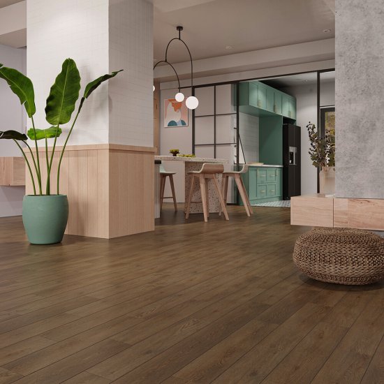 Плитка кварцвиниловая Natisston Glorious дуб коричневый замковая 1,95 кв.м 4 мм с фаской художественная