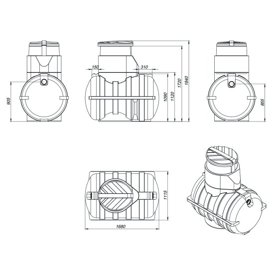 Септик Rostok Дачный черный 1500 л 450 л/сутки