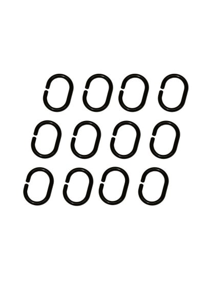 Кольца для шторы в ванную Primanova цвет черный глянцевый 12 шт.