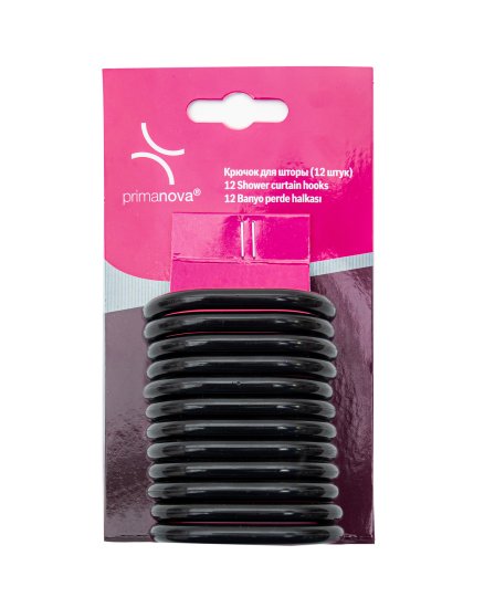 Кольца для шторы в ванную Primanova цвет черный глянцевый 12 шт.