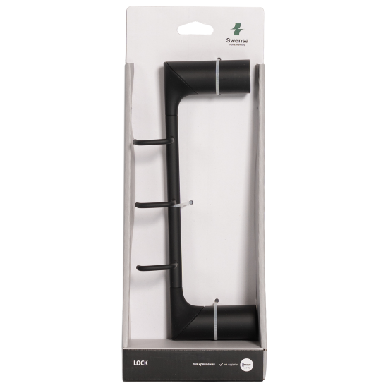 Вешалка Swensa Lock SWR-6600-10-BLK, нержавеющая сталь, 3 крючка, цвет черный