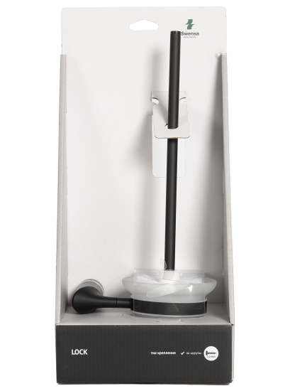 Ёршик для унитаза Swensa Lock SWR-6600-08-BLK, подвесной, цвет прозрачный/черный