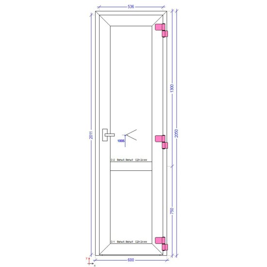 Металлопластиковая дверь VEKA 2050х600 мм алюминиевый порог белая правая глухая