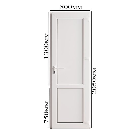 Металлопластиковая дверь VEKA 2050х800 мм алюминиевый порог белая правая глухая