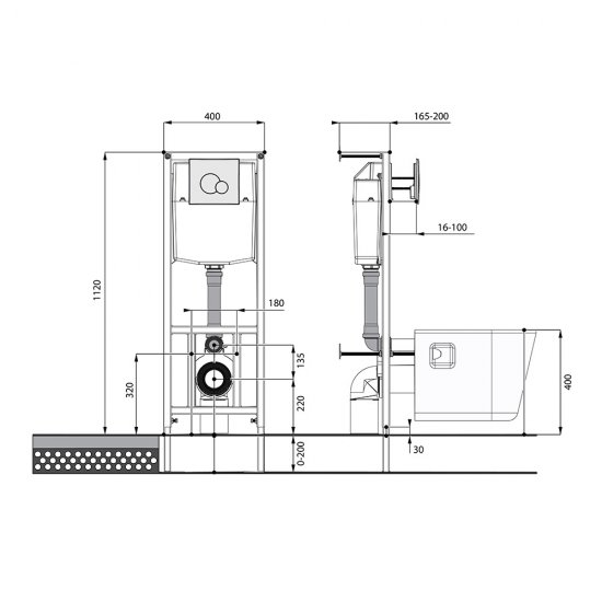 Комплект инсталляции Santek с унитазом Пэк Бореаль с кнопкой белой и сиденьем дюропласт микролифт быстросъем (1.WH30.2.464)