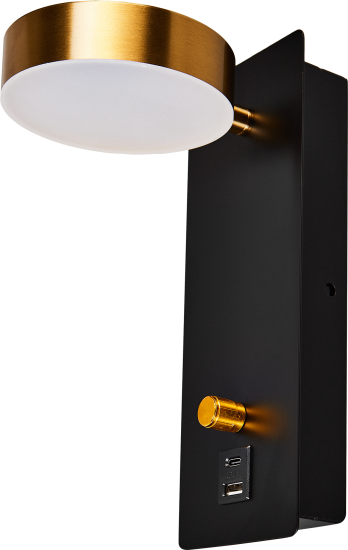 Настенный светильник светодиодный Freya Sol FR5346WL-L5BBZ 7 Вт USB цвет черный/латунь