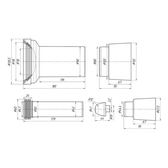 Комплект для монтажа инсталляции АНИ пласт d90х110 мм (WCM0104)