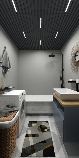 Комплект кубообразного реечного подвесного потолка для входных групп, санузлов и лоджий 2x2м AR C 30/27 графит