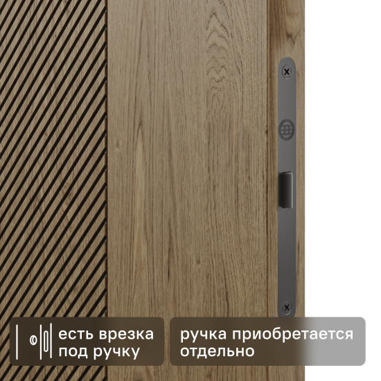 Дверь межкомнатная глухая с замком и петлями в комплекте Синди 80x200 см шпон цвет орех