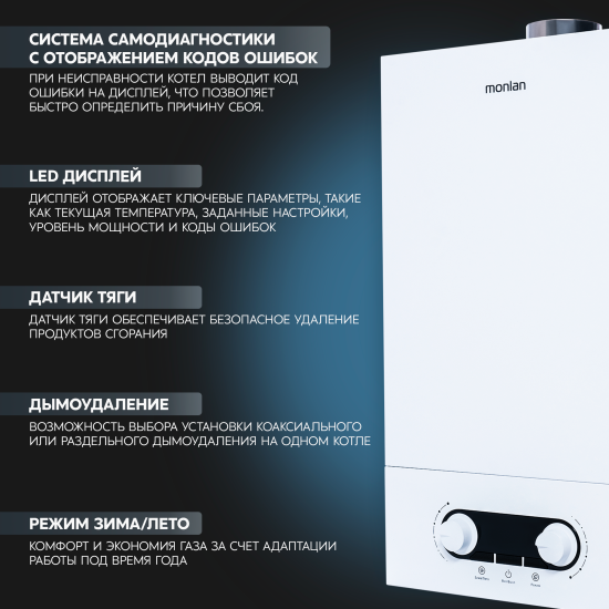 Газовый котел конвекционный 24 кВт Monlan MR-24 двухконтурный настенный