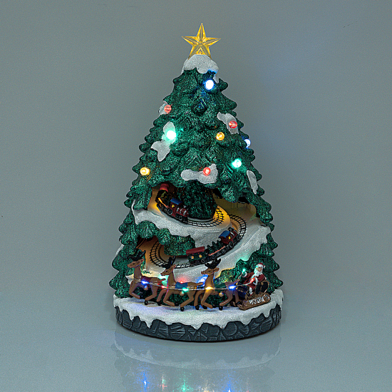 Новогодняя композиция светящаяся Елка с поездом