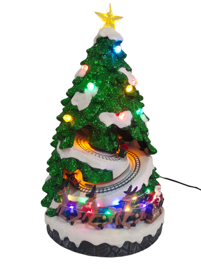 Новогодняя композиция светящаяся Елка с поездом