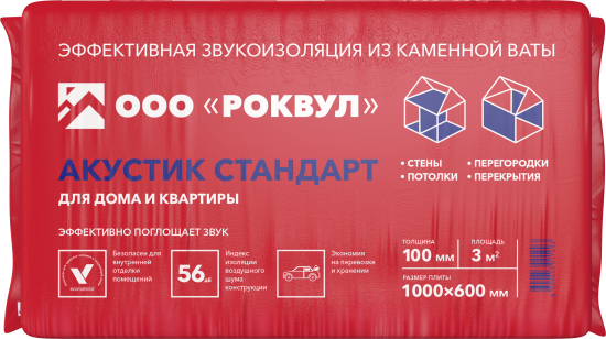 Звукоизоляция Rockwool Акустик 100 мм 5 шт 600x1000 мм 3 м²