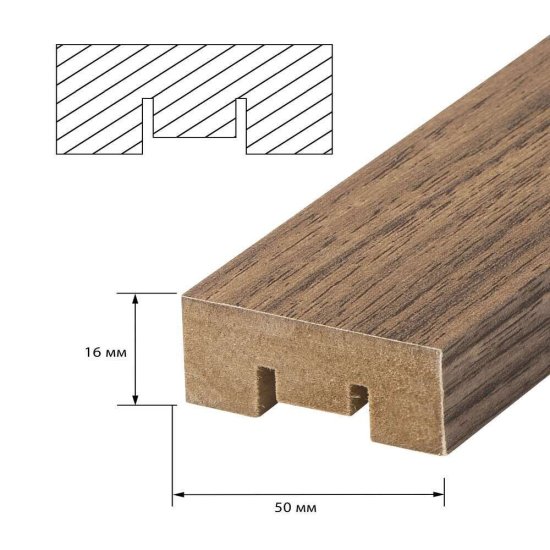 Декоративная рейка МДФ 50х16х2700 мм грецкий орех Стильный Дом