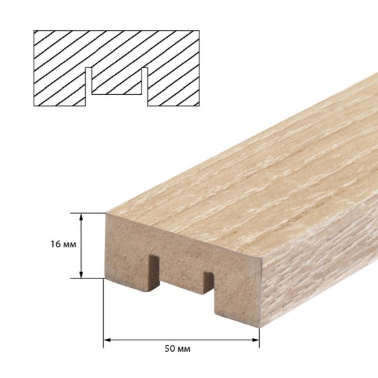 Декоративная рейка МДФ 50х16х2700 мм дуб сонома Стильный Дом