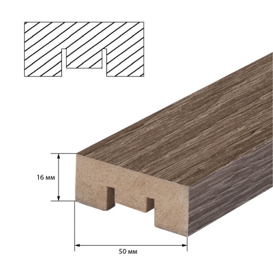 Декоративная рейка МДФ 50х16х2700 мм дуб винтаж Стильный Дом
