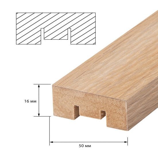 Декоративная рейка МДФ 50х16х2700 мм скандинавский дуб Стильный Дом