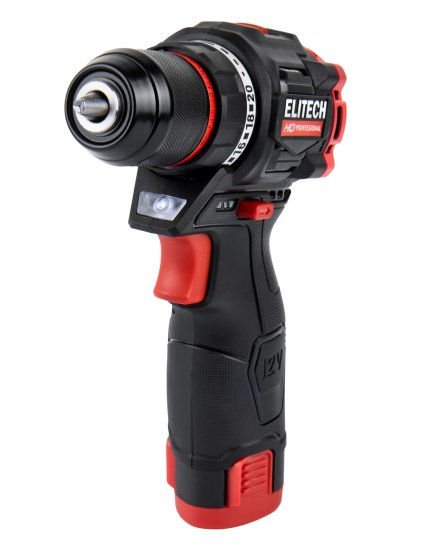 Дрель-шуруповерт аккумуляторная бесщеточная Elitech HD CD12L2, 12 В Li-ion 2x2 Ач