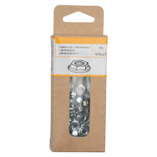 Гайка шестигранная М4 DIN 6923 сталь оцинкованная 40 шт.