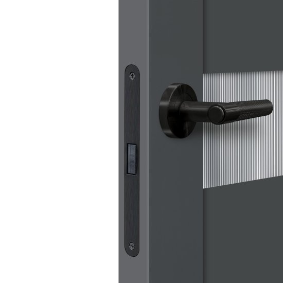 Дверь межкомнатная остекленная Толедо 2 90x200 см HardFlex цвет серый графит с замком и петлями