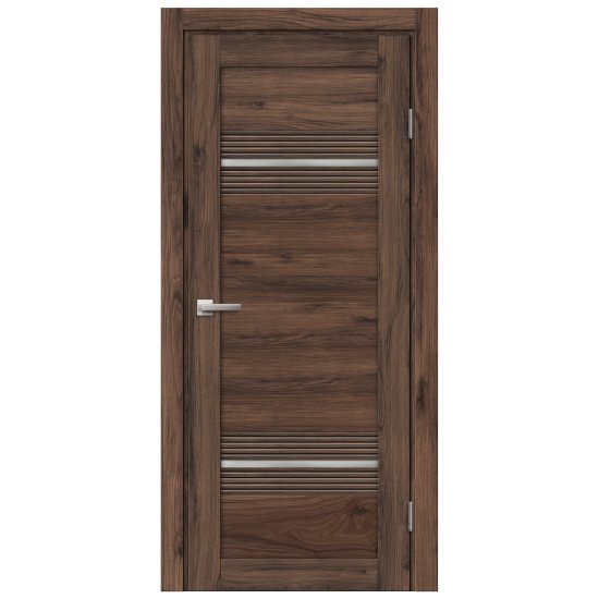 Дверь межкомнатная остекленная Онда Г 90x200 см ПВХ цвет орех/пекан с замком и петлями