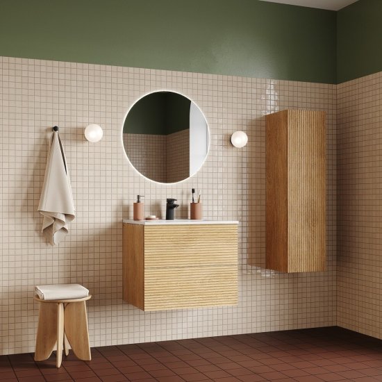 Комплект тумба с раковиной Iddis Bild 60 см подвесная дуб светлый (BIL60V0i95K)