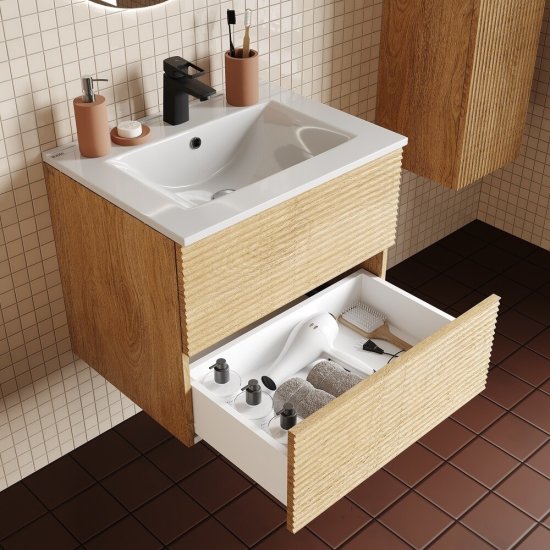 Комплект тумба с раковиной Iddis Bild 60 см подвесная дуб светлый (BIL60V0i95K)