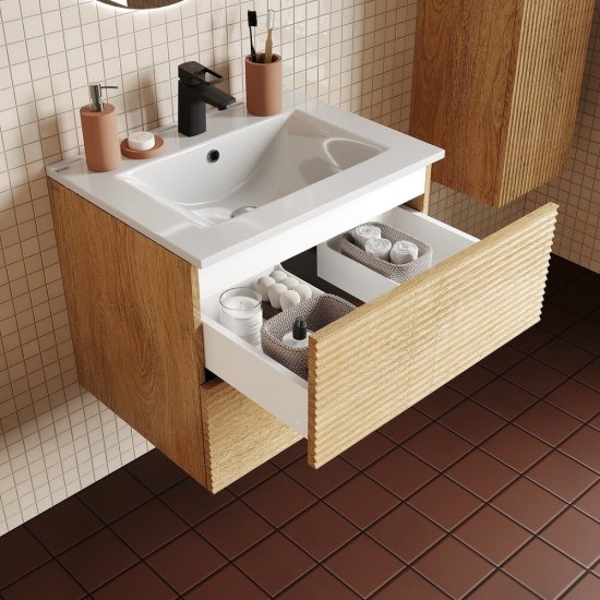 Комплект тумба с раковиной Iddis Bild 60 см подвесная дуб светлый (BIL60V0i95K)