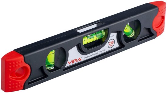Уровень пузырьковый Vira T230 3 глазка магнитный 230 мм