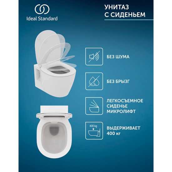 Комплект инсталляции Ideal Standard с унитазом Prosys Connect и сиденьем дюропласт микролифт (PK2180001)