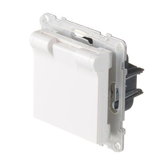 Розетка Legrand Suno встраиваемая белая со шторками с крышкой (721123)