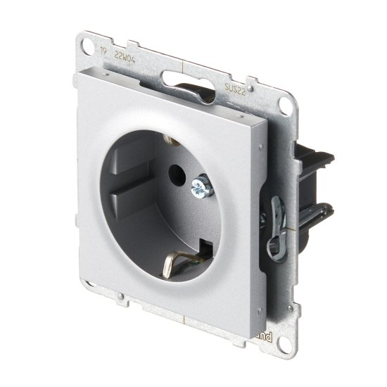 Розетка Legrand Suno встраиваемая алюминий со шторками (721324)