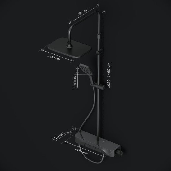 Душевая система AM.PM Func с верхним душем с лейкой со смесителем черная (F078F722)