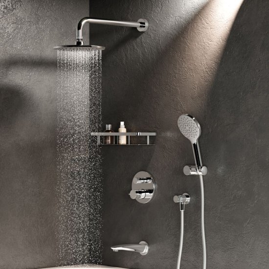 Душевая система AM.PM X-Joy встраиваемая с верхним душем с лейкой со смесителем хром (FT85A3RH10)